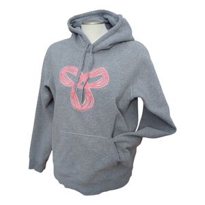 TNA Aritzia Women's Pink Logo Gray Hoodie Sweatshirt Size XL Pocket